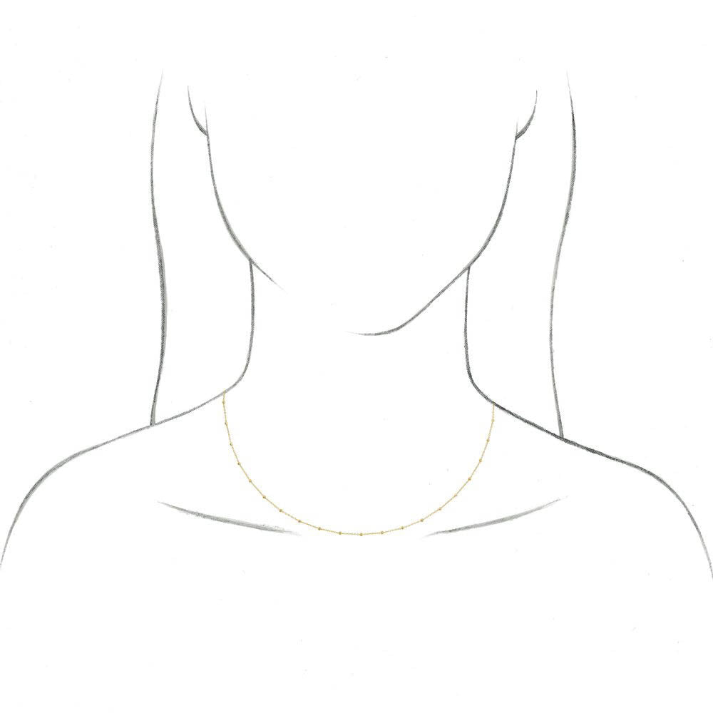 Alternate view of the 1.7mm 14K Yellow Gold Beaded Cable Chain Necklace by The Black Bow Jewelry Co.