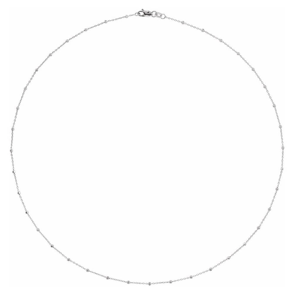 Alternate view of the 1.7mm 14K White Gold Beaded Cable Chain Necklace by The Black Bow Jewelry Co.