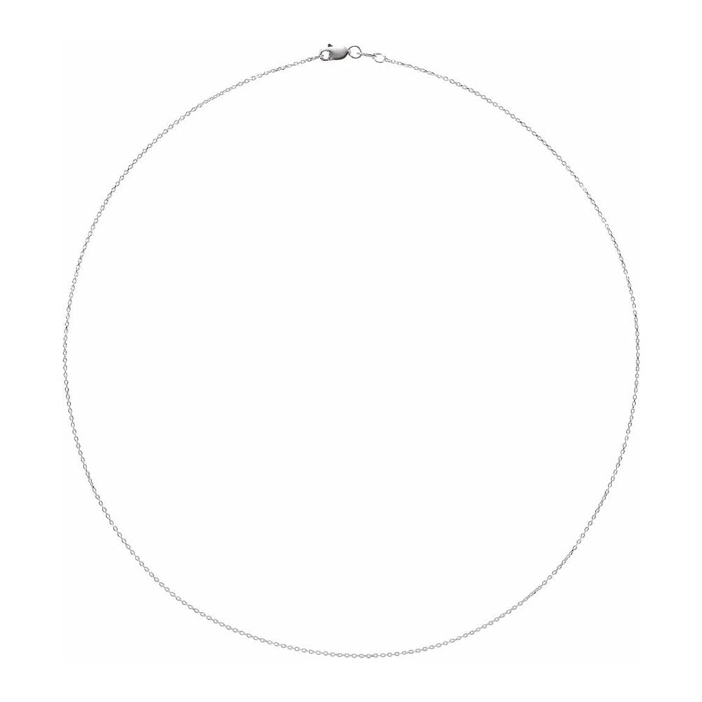 Alternate view of the 1mm 18K White Gold Diamond-Cut Solid Cable Chain Necklace by The Black Bow Jewelry Co.