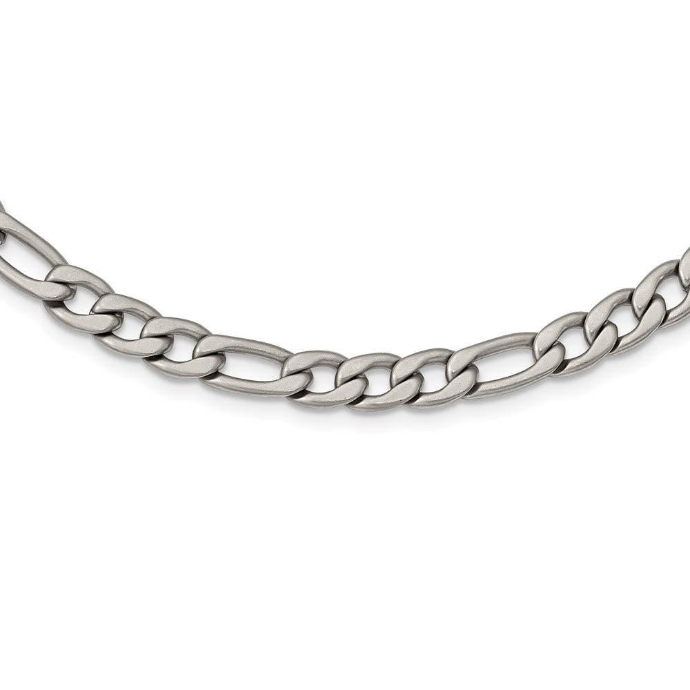 Alternate view of the Men's 7mm Stainless Steel Satin Figaro Chain Necklace, 18 Inch by The Black Bow Jewelry Co.