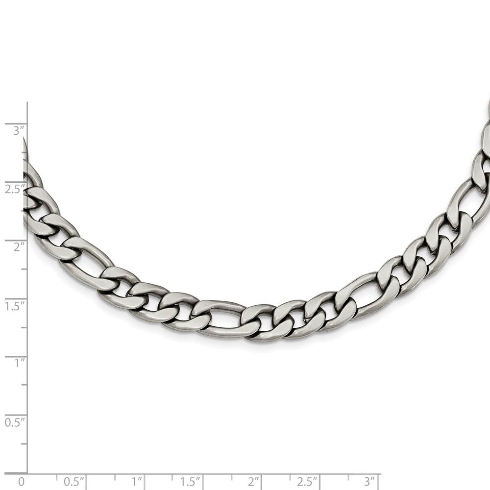 Alternate view of the Men's 7mm Stainless Steel Satin Figaro Chain Necklace, 18 Inch by The Black Bow Jewelry Co.