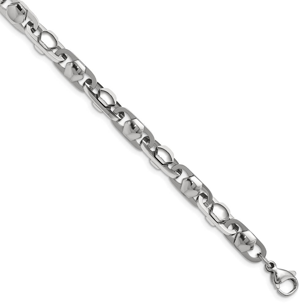 Men's 6.5mm Stainless Steel Fancy Cable Chain Necklace, 24 Inch, Item C10855 by The Black Bow Jewelry Co.
