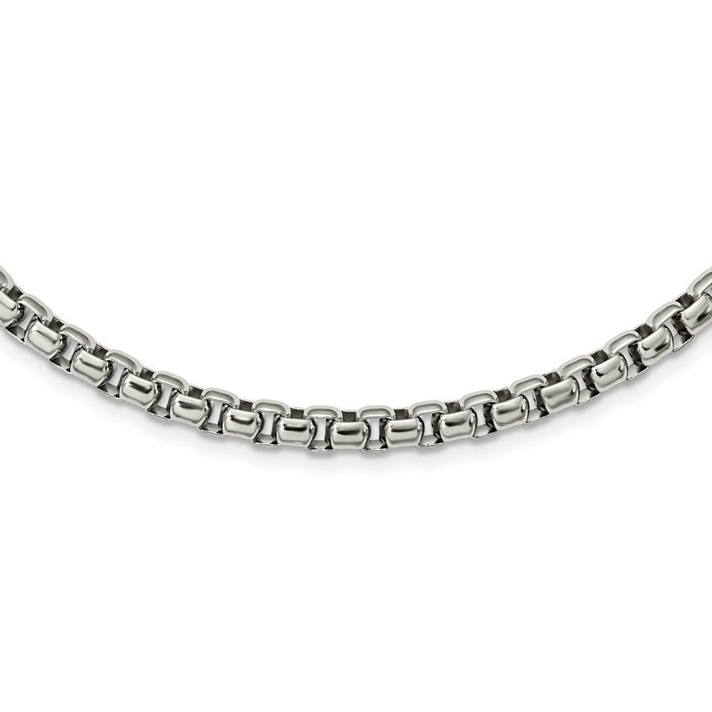 Alternate view of the Mens 6mm Stainless Steel Polished Rounded Box Chain Necklace, 24 Inch by The Black Bow Jewelry Co.
