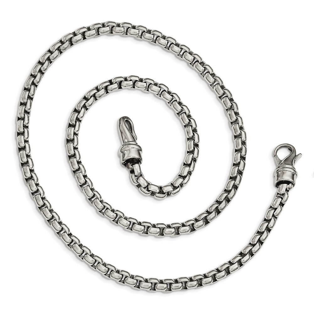 Alternate view of the Mens 6mm Stainless Steel Polished Rounded Box Chain Necklace, 24 Inch by The Black Bow Jewelry Co.