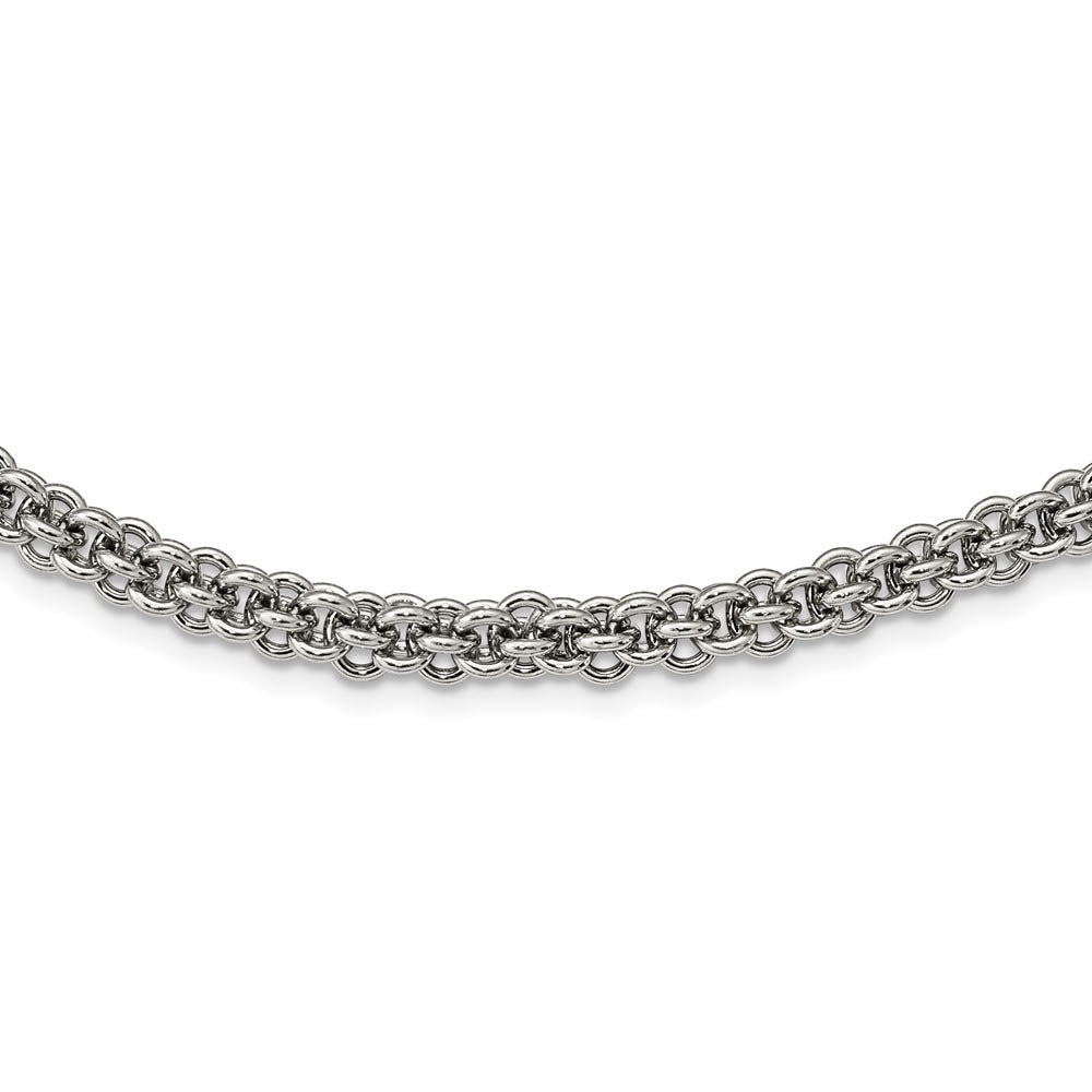 Alternate view of the 7mm Stainless Steel Fancy Circle Link Chain Necklace, 24 inch by The Black Bow Jewelry Co.