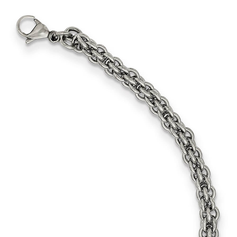 Alternate view of the 7mm Stainless Steel Fancy Circle Link Chain Necklace, 24 inch by The Black Bow Jewelry Co.