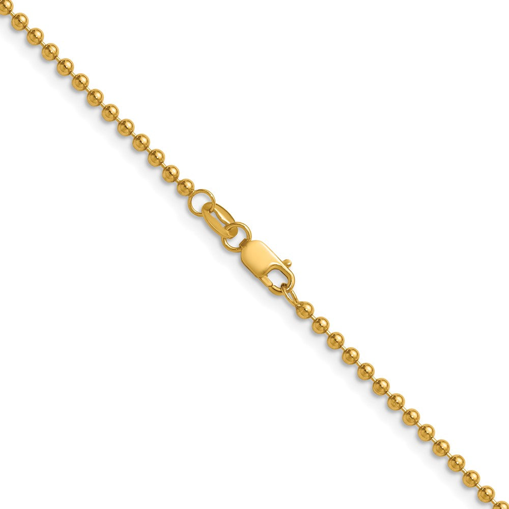 Alternate view of the 1/20 14K Gold Filled 2mm Solid Bead Chain Necklace by The Black Bow Jewelry Co.