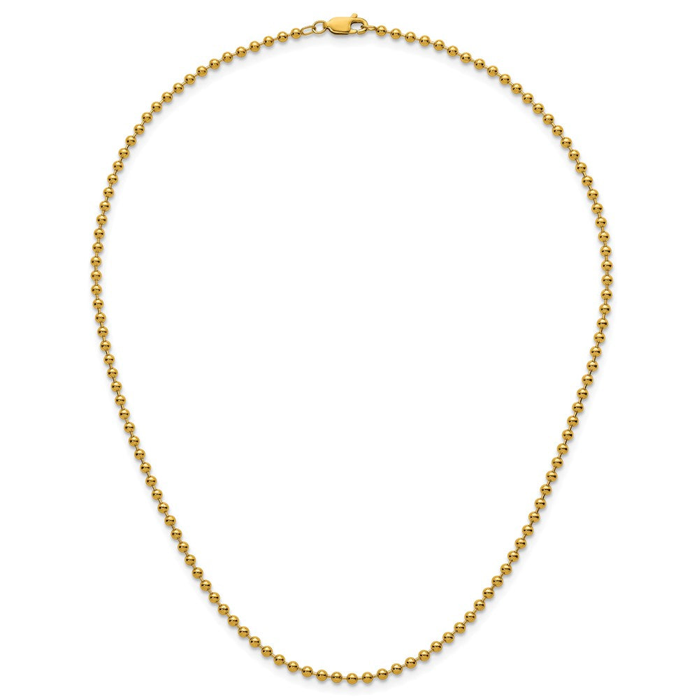 Alternate view of the 1/20 14K Gold Filled 2.5mm Solid Bead Chain Necklace by The Black Bow Jewelry Co.