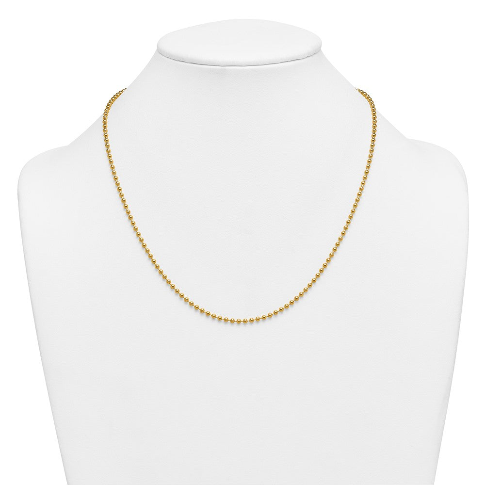Alternate view of the 1/20 14K Gold Filled 2.5mm Solid Bead Chain Necklace, 20 Inch by The Black Bow Jewelry Co.