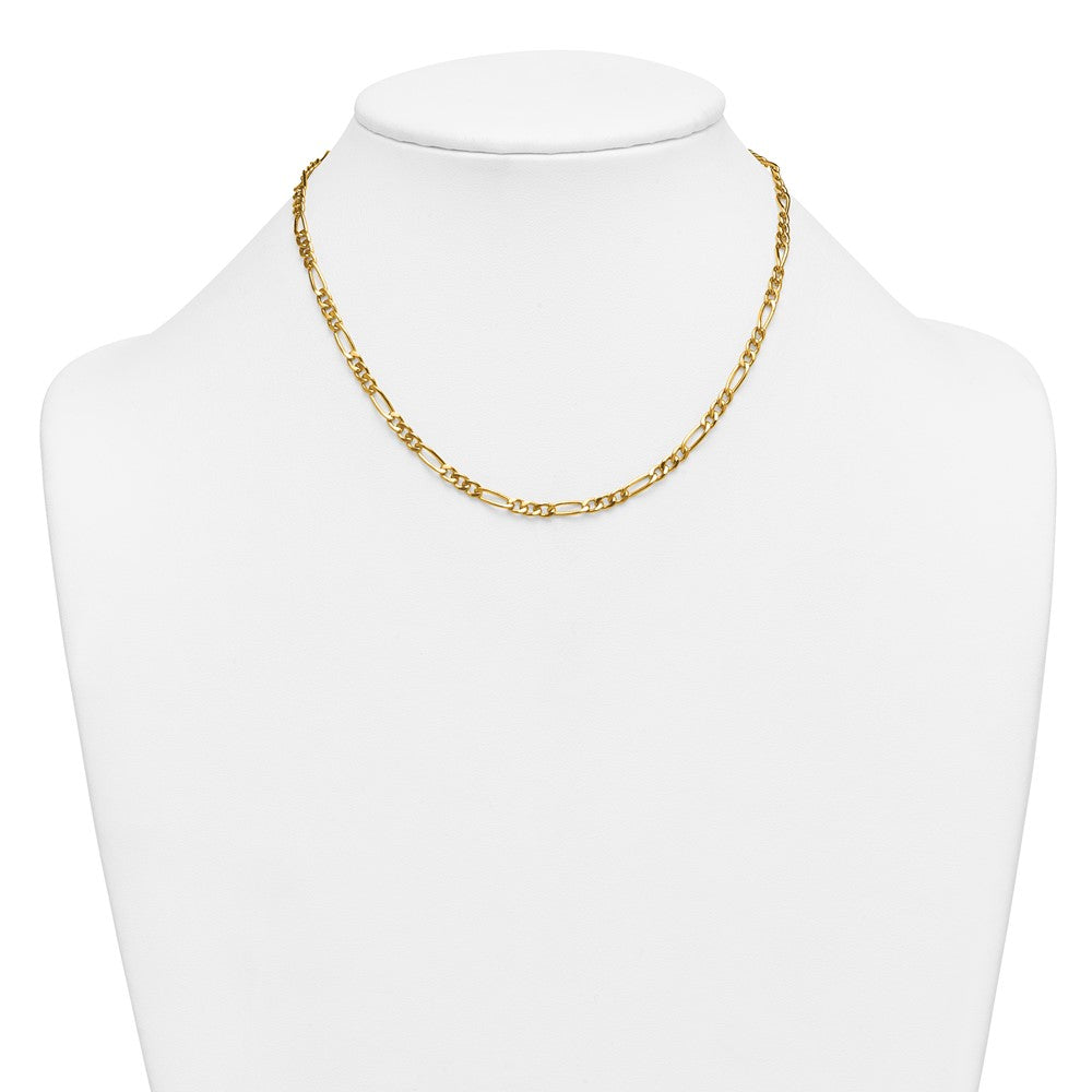 Alternate view of the 1/20 14K Gold Filled 3.75mm Solid Figaro Chain Necklace by The Black Bow Jewelry Co.