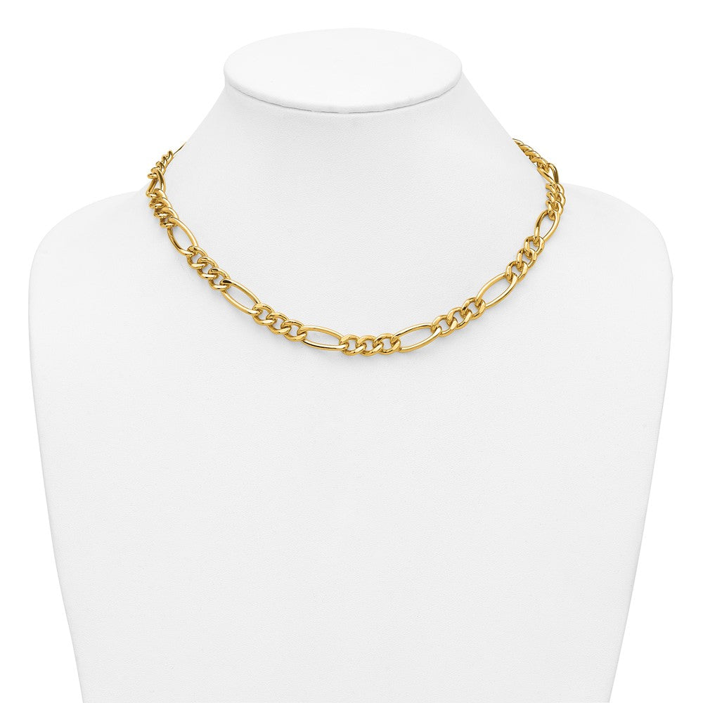 Alternate view of the 1/20 14K Gold Filled 7.75mm Solid Figaro Chain Necklace by The Black Bow Jewelry Co.