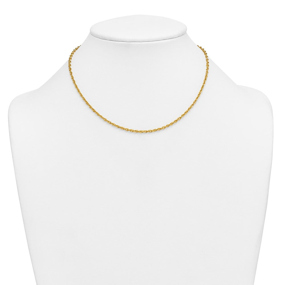 Alternate view of the 1/20 14K Gold Filled 2.5mm Solid Ropa Chain Necklace, 16 Inch by The Black Bow Jewelry Co.