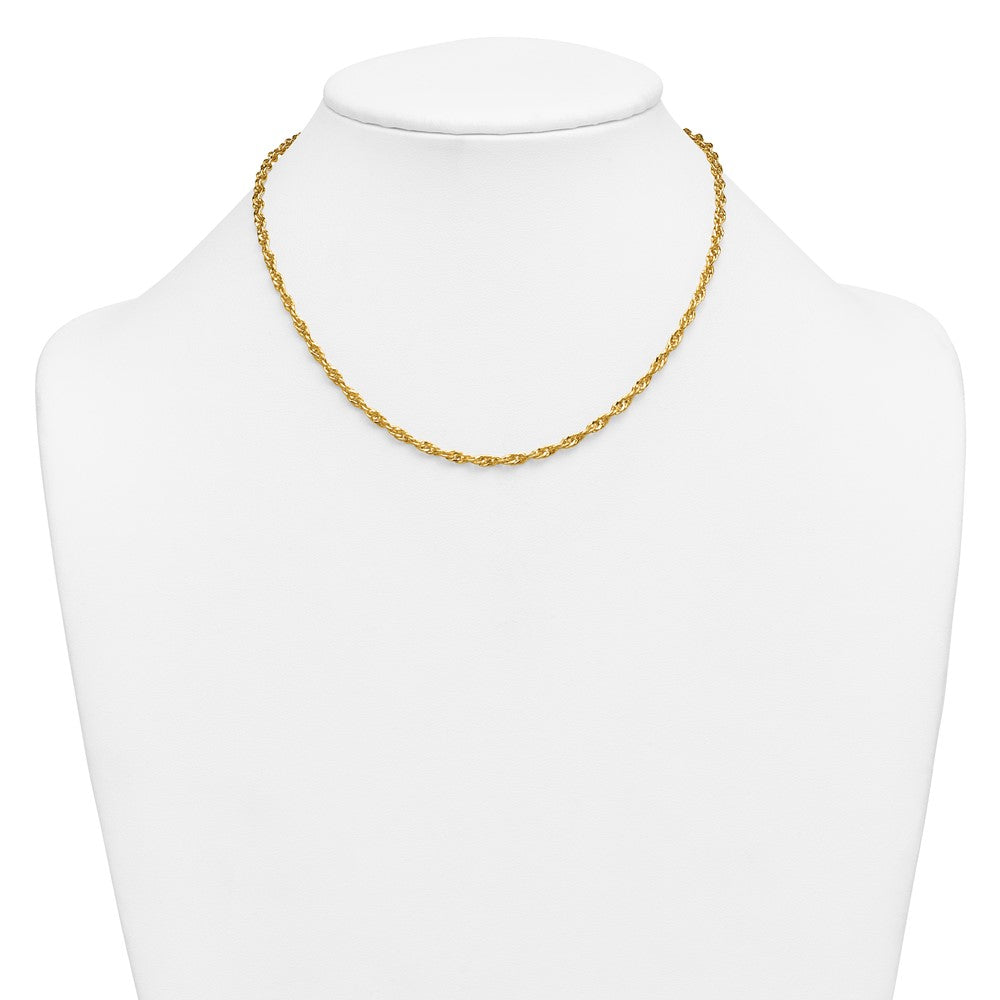 Alternate view of the 1/20 14K Gold Filled 3.2mm Solid Singapore Chain Necklace, 16 Inch by The Black Bow Jewelry Co.