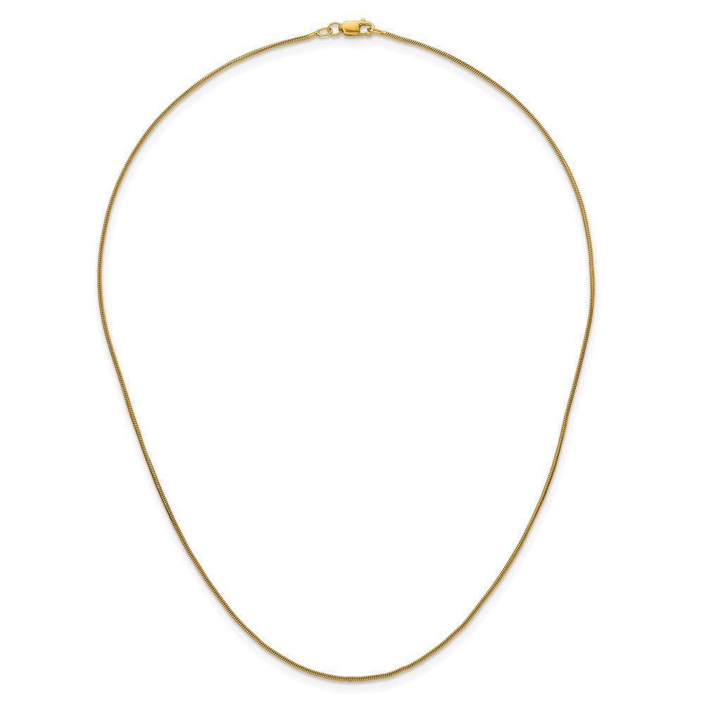 Alternate view of the 1/20 14K Gold Filled 1mm Solid Snake Chain Necklace by The Black Bow Jewelry Co.
