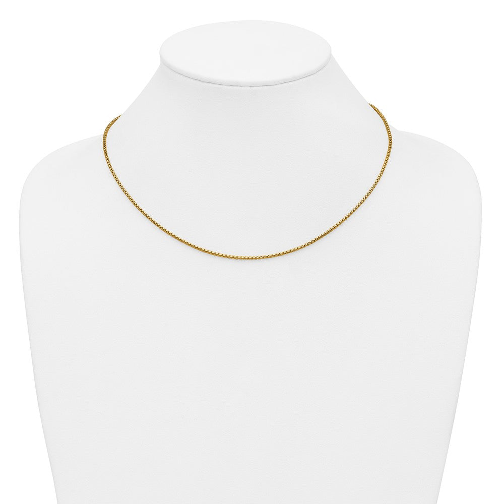 Alternate view of the 1/20 14K Gold Filled 1.8mm Solid Round Box Chain Necklace, 18 Inch by The Black Bow Jewelry Co.