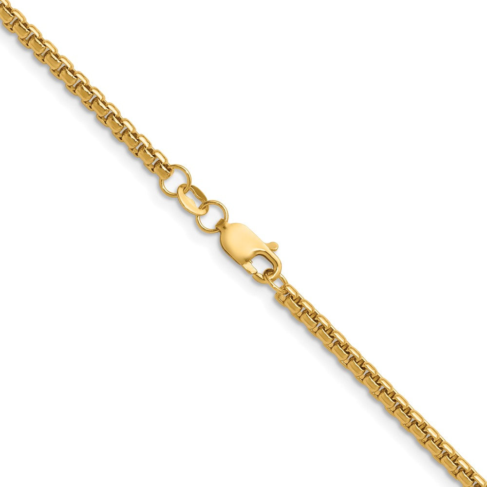 Alternate view of the 1/20 14K Gold Filled 2.6mm Solid Round Box Chain Necklace by The Black Bow Jewelry Co.