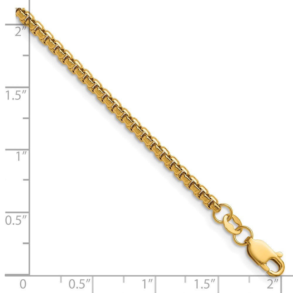 Alternate view of the 1/20 14K Gold Filled 2.6mm Solid Round Box Chain Necklace, 20 Inch by The Black Bow Jewelry Co.