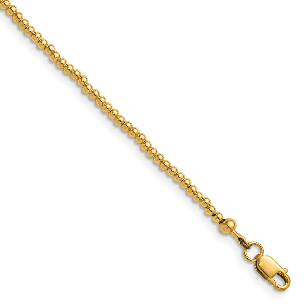 1/20 14K Gold Filled 2mm Hollow Bead Chain Adj. Necklace, 16-18 Inch, Item C10903-18 by The Black Bow Jewelry Co.