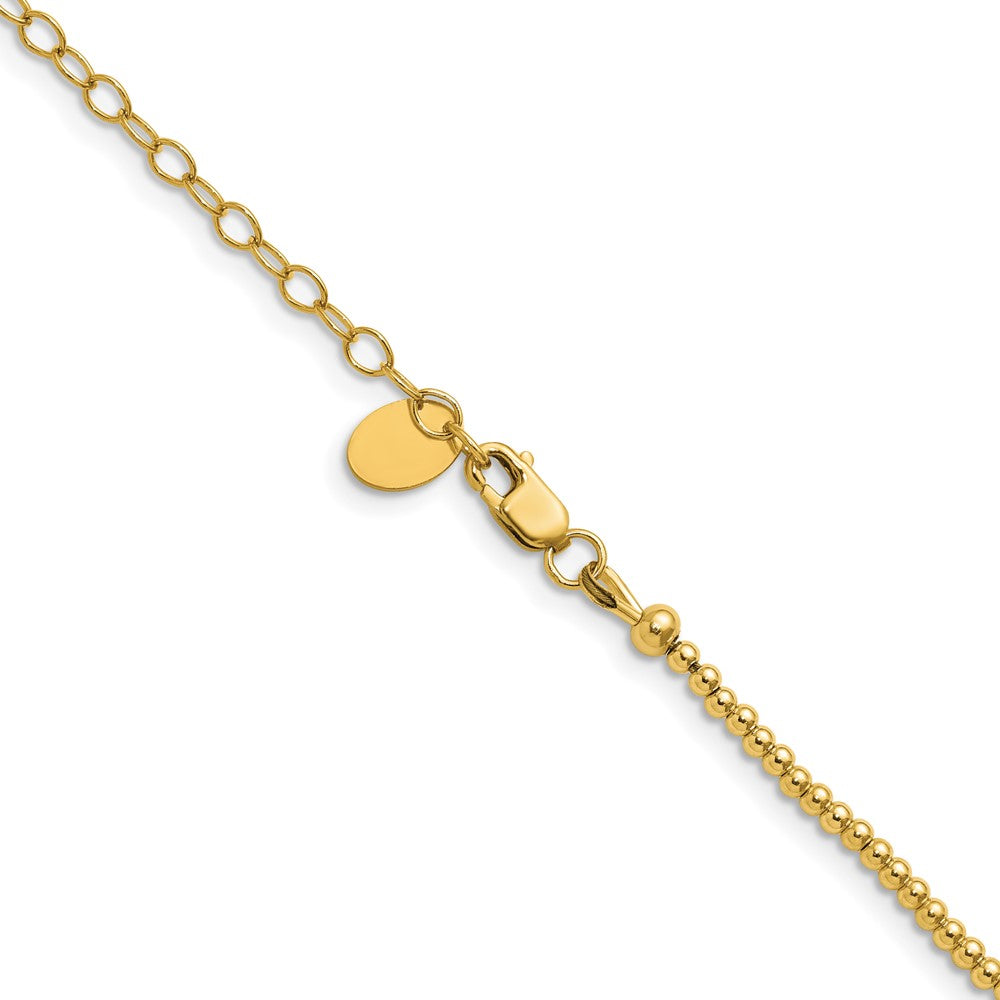 Alternate view of the 1/20 14K Gold Filled 2mm Hollow Bead Chain Adj. Necklace, 16-18 Inch by The Black Bow Jewelry Co.