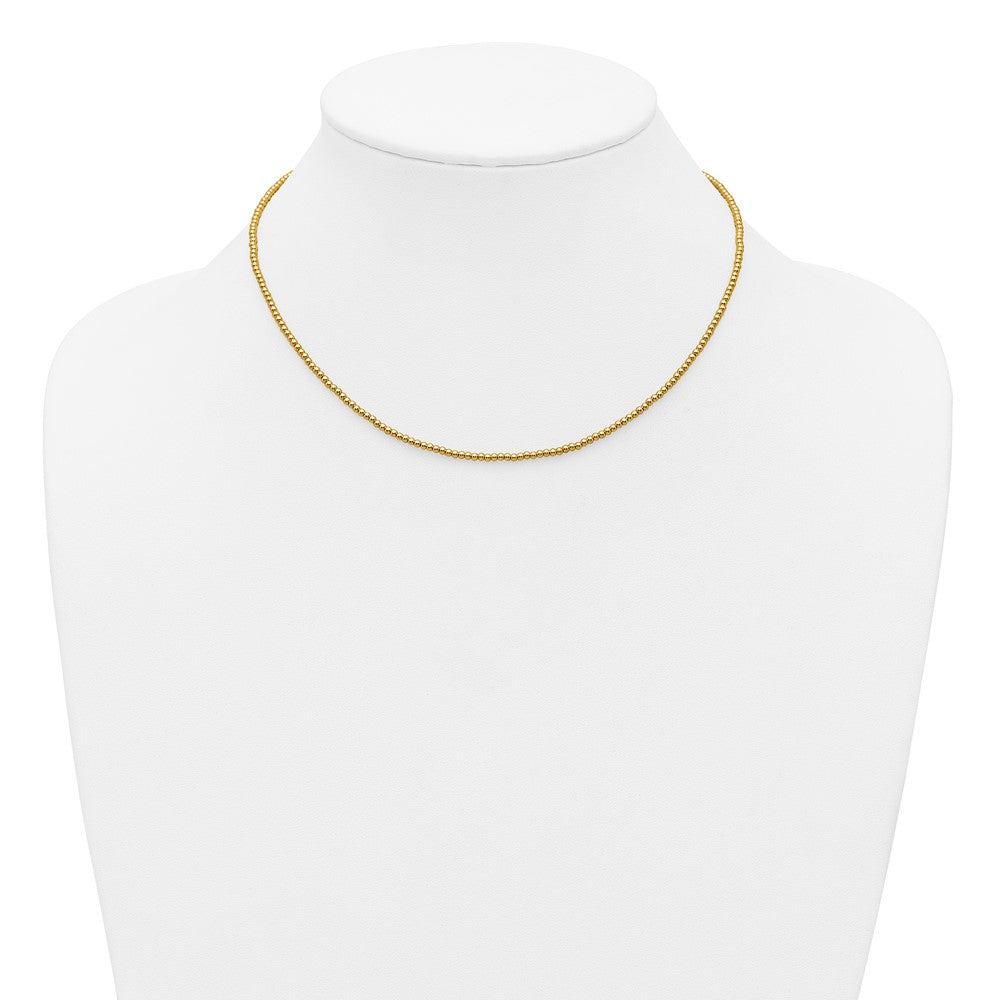 Alternate view of the 1/20 14K Gold Filled 2mm Hollow Bead Chain Adj. Necklace, 16-18 Inch by The Black Bow Jewelry Co.