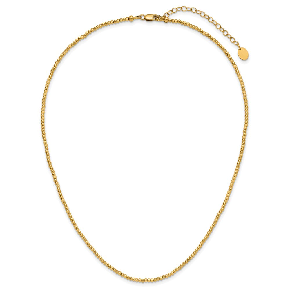 Alternate view of the 1/20 14K Gold Filled 2mm Hollow Bead Chain Adj. Necklace, 16-18 Inch by The Black Bow Jewelry Co.