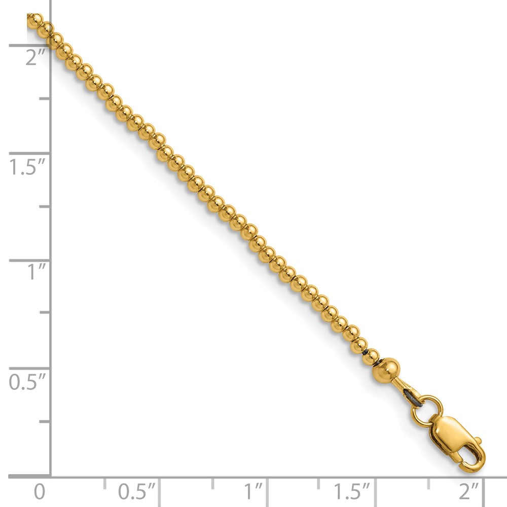 Alternate view of the 1/20 14K Gold Filled 2mm Hollow Bead Chain Adj. Necklace, 16-18 Inch by The Black Bow Jewelry Co.