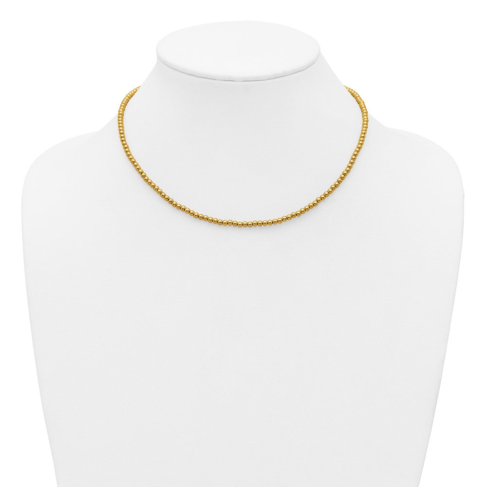 Alternate view of the 1/20 14K Gold Filled 3mm Hollow Bead Chain Adj. Necklace, 16-18 Inch by The Black Bow Jewelry Co.