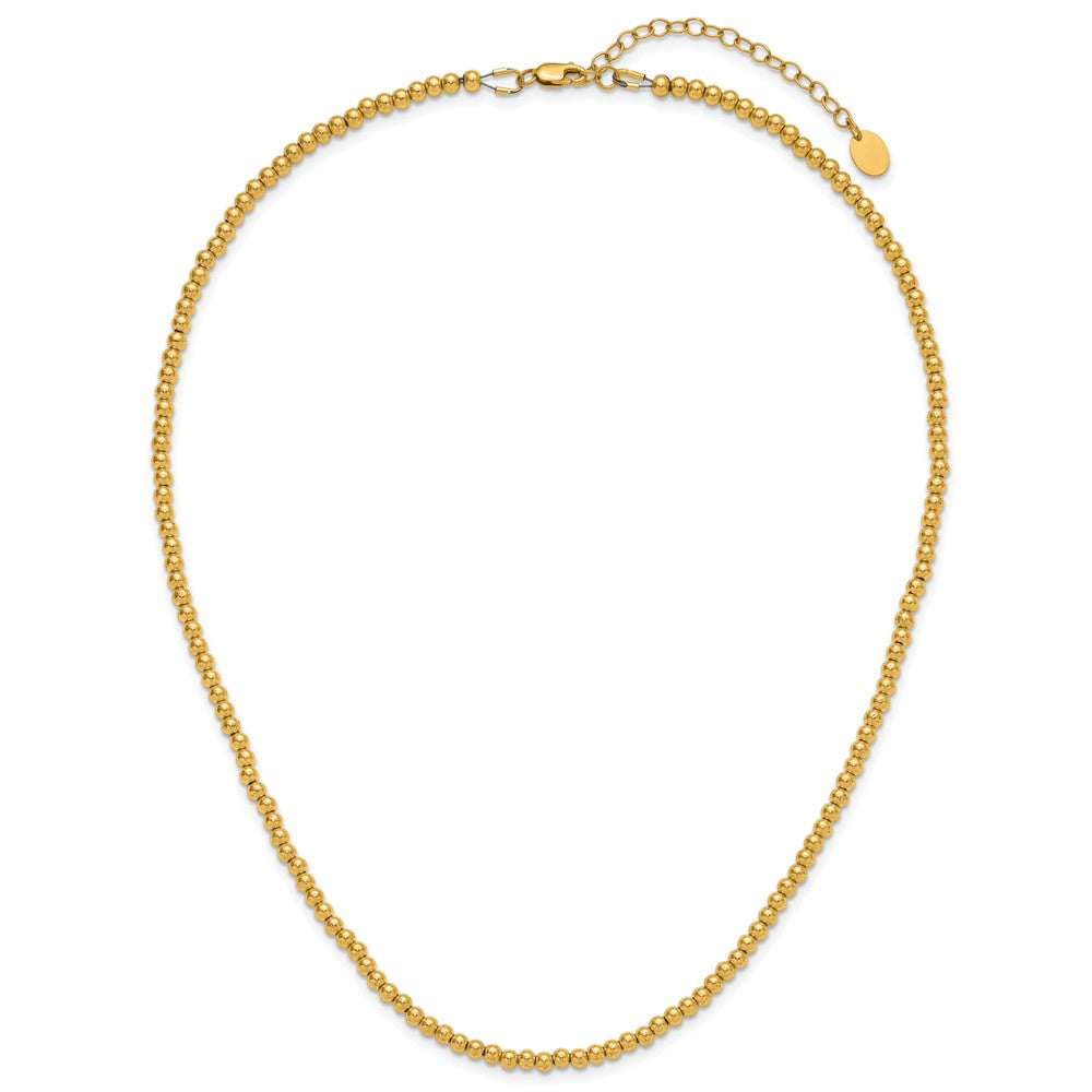 Alternate view of the 1/20 14K Gold Filled 3mm Hollow Bead Chain Adj. Necklace, 16-18 Inch by The Black Bow Jewelry Co.