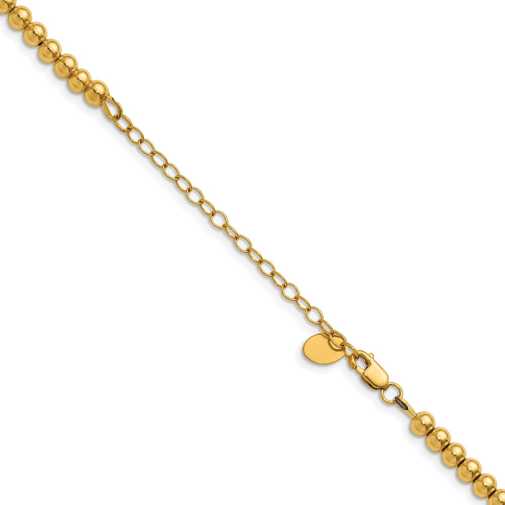 Alternate view of the 1/20 14K Gold Filled 4mm Hollow Bead Chain Adj. Necklace, 16-18 Inch by The Black Bow Jewelry Co.