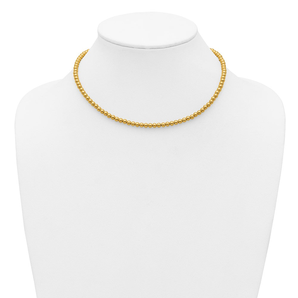 Alternate view of the 1/20 14K Gold Filled 4mm Hollow Bead Chain Adj. Necklace, 16-18 Inch by The Black Bow Jewelry Co.