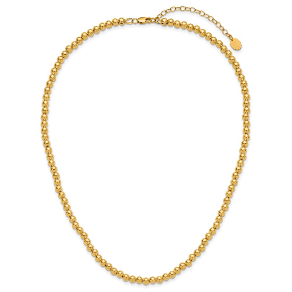 Alternate view of the 1/20 14K Gold Filled 4mm Hollow Bead Chain Adj. Necklace, 16-18 Inch by The Black Bow Jewelry Co.