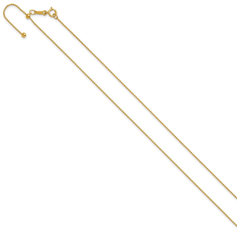 Alternate view of the 1/20 14K Gold Filled 1mm Hollow Bead Chain Adj. Necklace, 22 Inch by The Black Bow Jewelry Co.