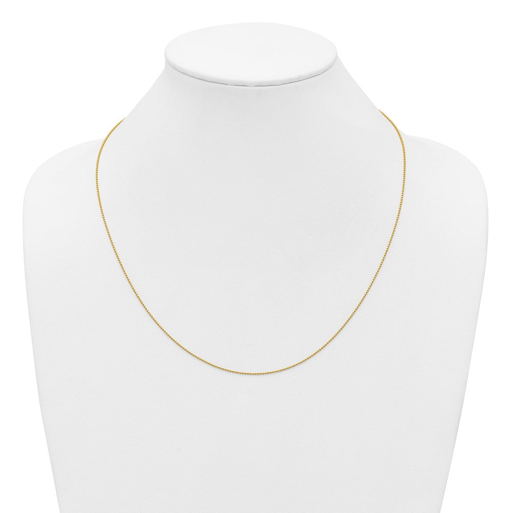 Alternate view of the 1/20 14K Gold Filled 1mm Hollow Bead Chain Adj. Necklace, 22 Inch by The Black Bow Jewelry Co.