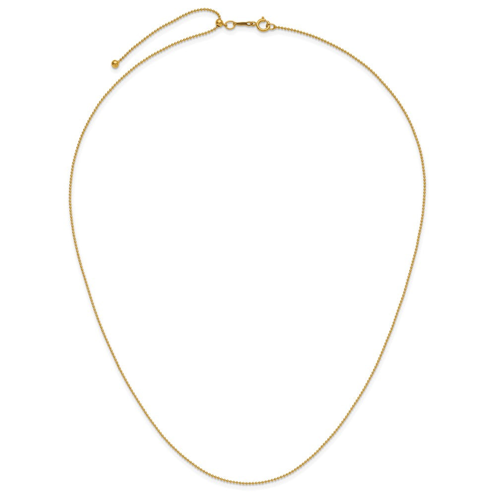 Alternate view of the 1/20 14K Gold Filled 1mm Hollow Bead Chain Adj. Necklace, 22 Inch by The Black Bow Jewelry Co.