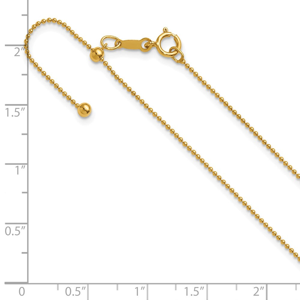 Alternate view of the 1/20 14K Gold Filled 1mm Hollow Bead Chain Adj. Necklace, 22 Inch by The Black Bow Jewelry Co.