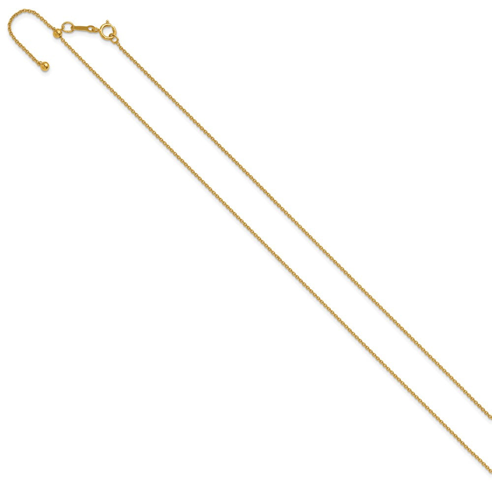 Alternate view of the 1/20 14K Gold Filled 1.2mm Adj. Hollow Cable Chain Necklace, 22 inch by The Black Bow Jewelry Co.