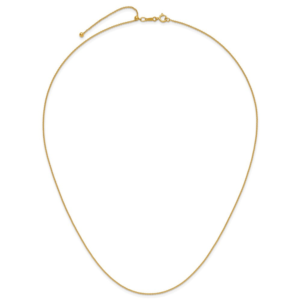 Alternate view of the 1/20 14K Gold Filled 1.2mm Adj. Hollow Cable Chain Necklace, 22 inch by The Black Bow Jewelry Co.