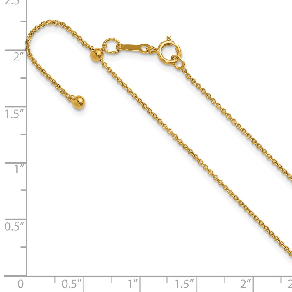 Alternate view of the 1/20 14K Gold Filled 1.2mm Adj. Hollow Cable Chain Necklace, 22 inch by The Black Bow Jewelry Co.
