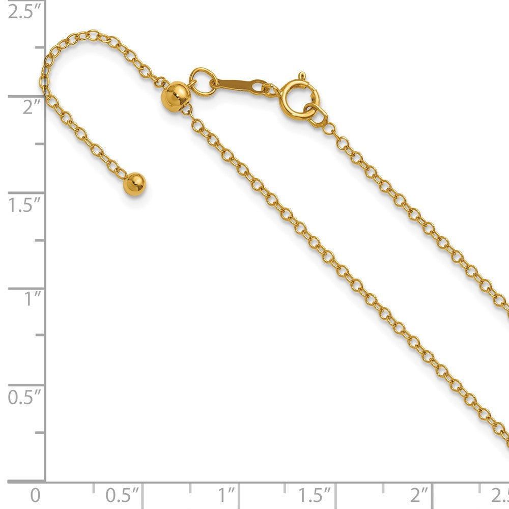 Alternate view of the 1/20 14K Gold Filled 1.7mm Adj. Hollow Cable Chain Necklace, 22 inch by The Black Bow Jewelry Co.
