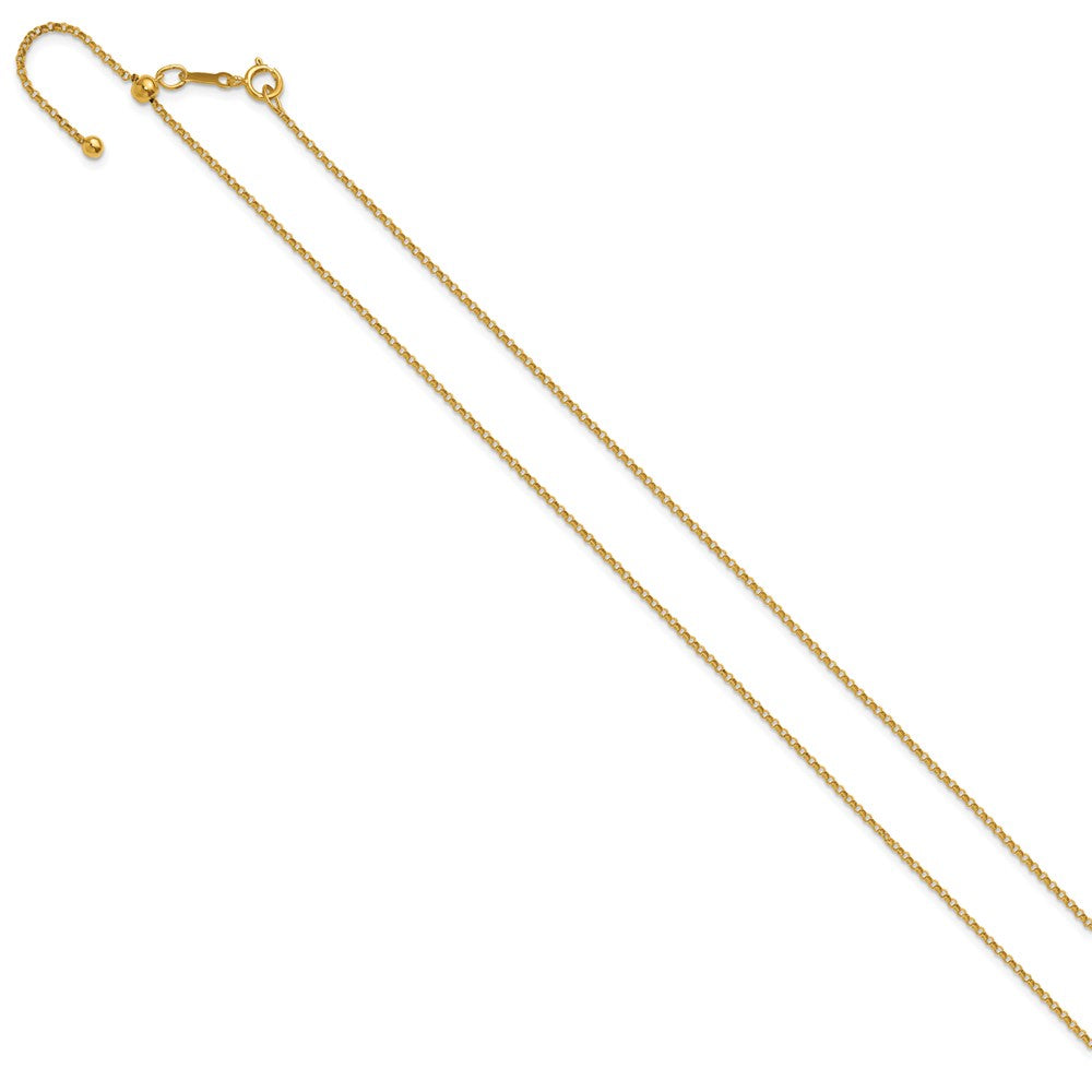 Alternate view of the 1/20 14K Gold Filled 1.3mm Adj. Hollow Rolo Chain Necklace, 22 Inch by The Black Bow Jewelry Co.