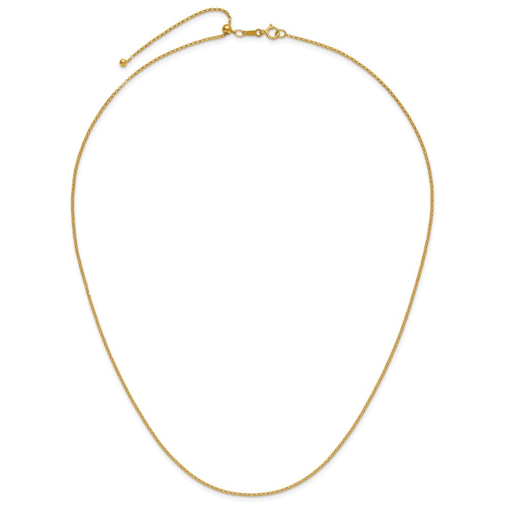 Alternate view of the 1/20 14K Gold Filled 1.3mm Adj. Hollow Rolo Chain Necklace, 22 Inch by The Black Bow Jewelry Co.