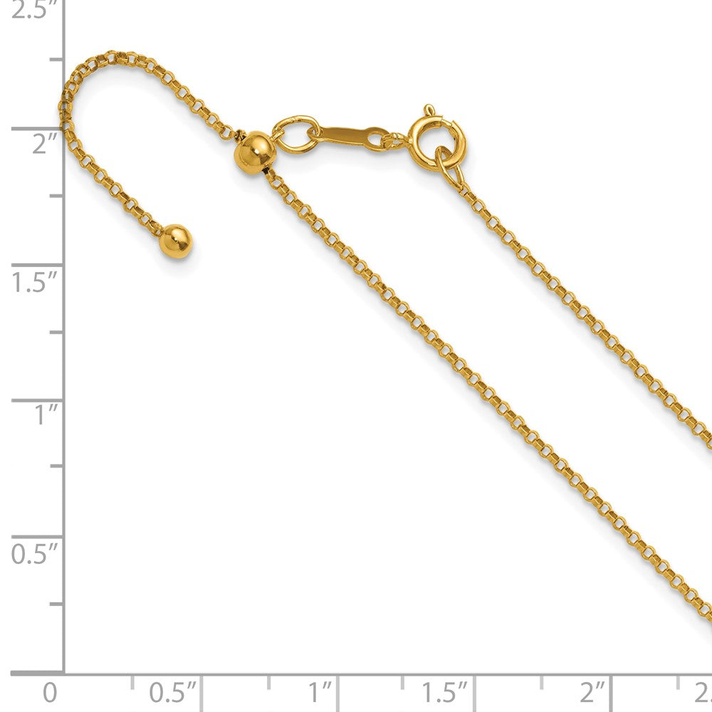 Alternate view of the 1/20 14K Gold Filled 1.3mm Adj. Hollow Rolo Chain Necklace, 22 Inch by The Black Bow Jewelry Co.