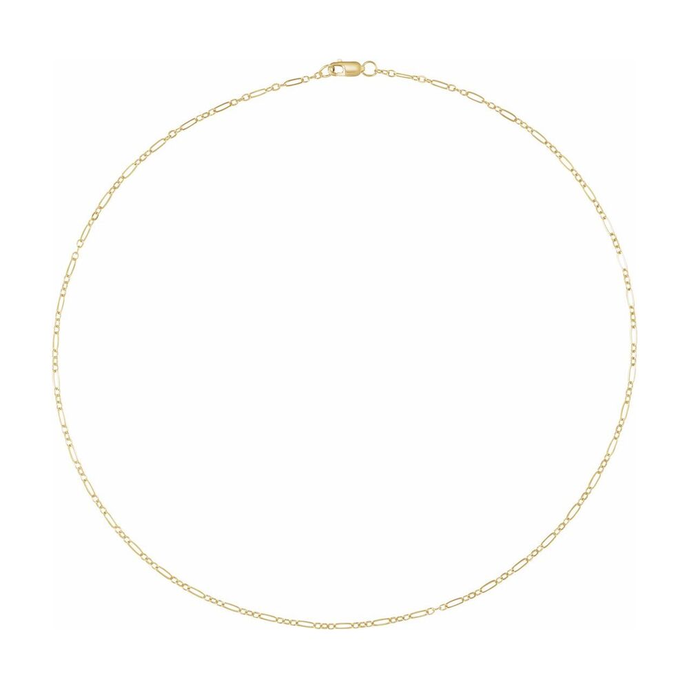 Alternate view of the 1/20 14K Yellow Gold Filled 1.8mm Solid Figaro Chain Necklace by The Black Bow Jewelry Co.