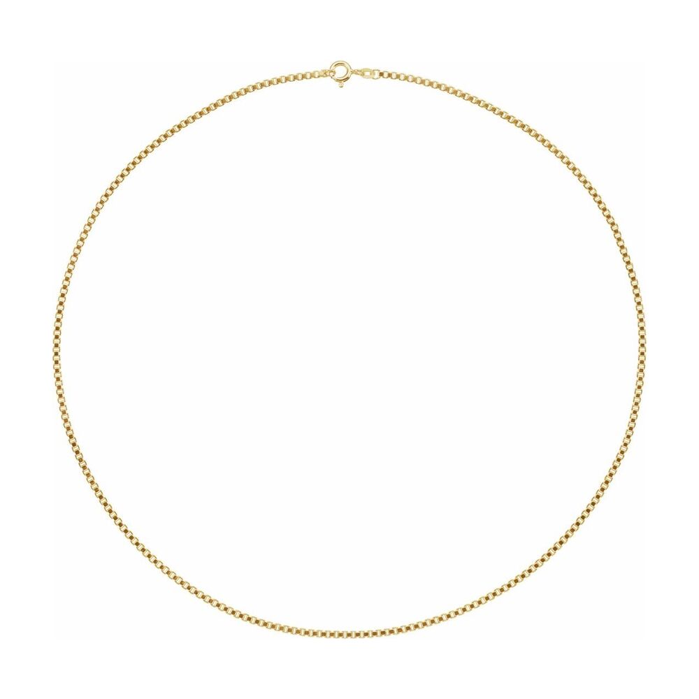 Alternate view of the 1/20 14K Yellow Gold Filled 2mm Solid Box Chain Necklace by The Black Bow Jewelry Co.