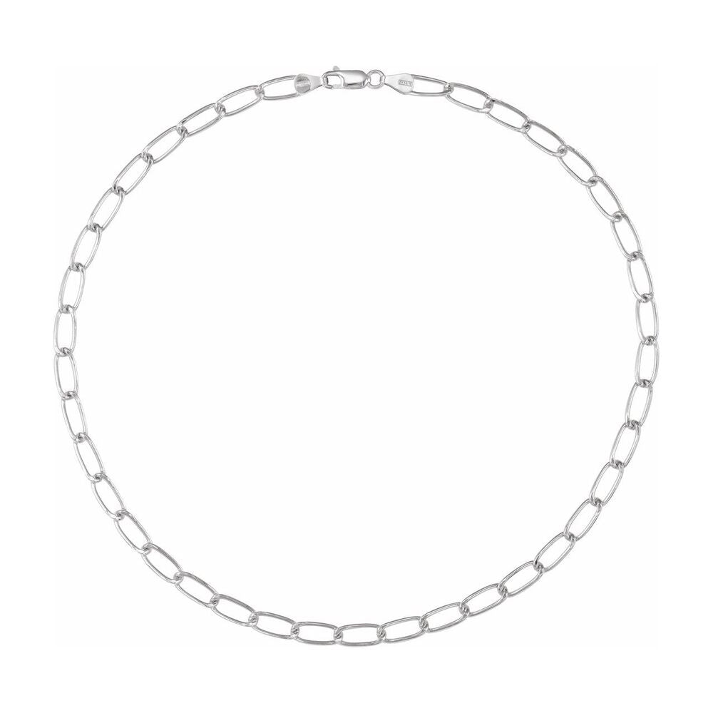 Alternate view of the Sterling Silver 5.7mm Solid Elongated Curb Chain Necklace by The Black Bow Jewelry Co.