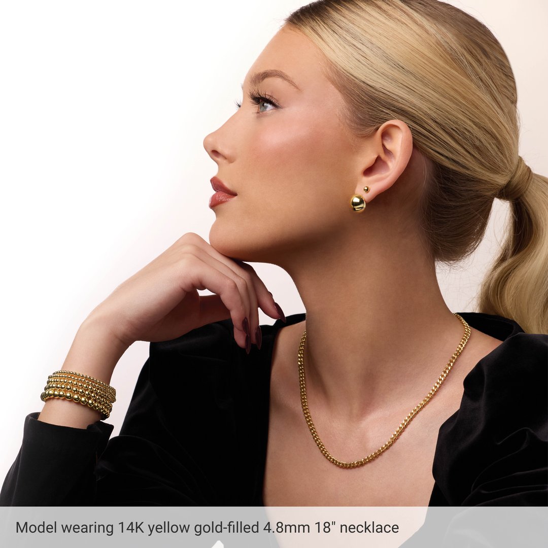 Alternate view of the 1/20 14K Yellow Gold Filled 4.8mm Solid Curb Chain Necklace by The Black Bow Jewelry Co.