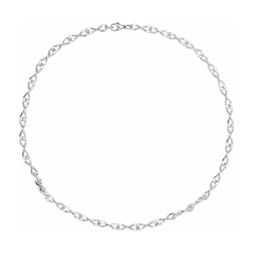 Alternate view of the Sterling Silver Rhodium Plated 5.5mm Solid Figure Eight Chain Necklace by The Black Bow Jewelry Co.