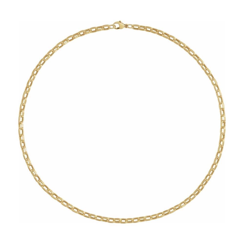 Alternate view of the 1/20 14K Yellow Gold Filled 4mm Solid Oval Rolo Chain Necklace by The Black Bow Jewelry Co.