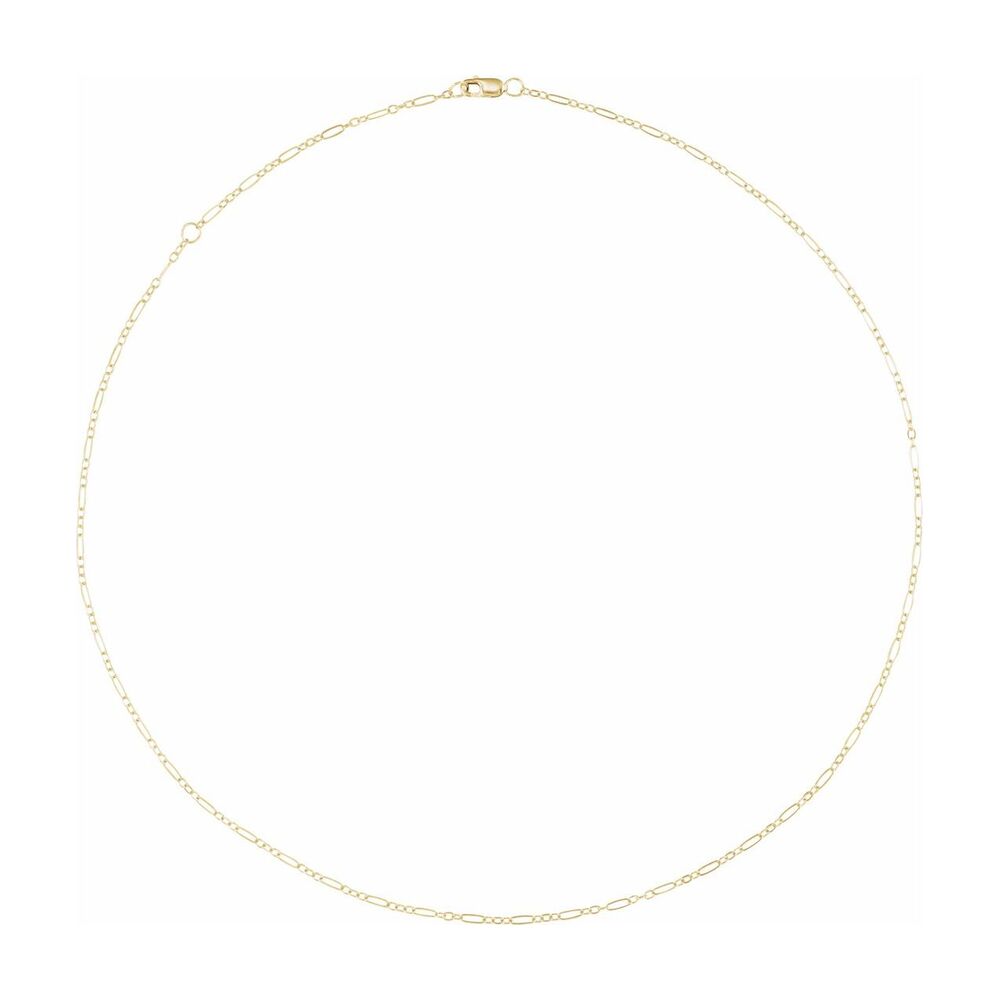 Alternate view of the 1/20 14K Yellow Gold Filled 1.8mm Adj. Figaro Chain Necklace, 16-18 In by The Black Bow Jewelry Co.