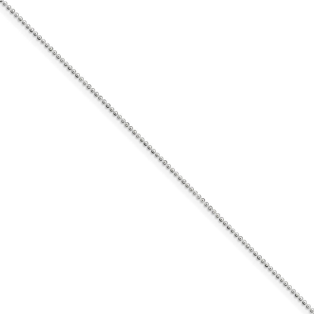 1 mm, Sterling Silver, Beaded Chain Anklet - 10 inch, Item C8019-10 by The Black Bow Jewelry Co.